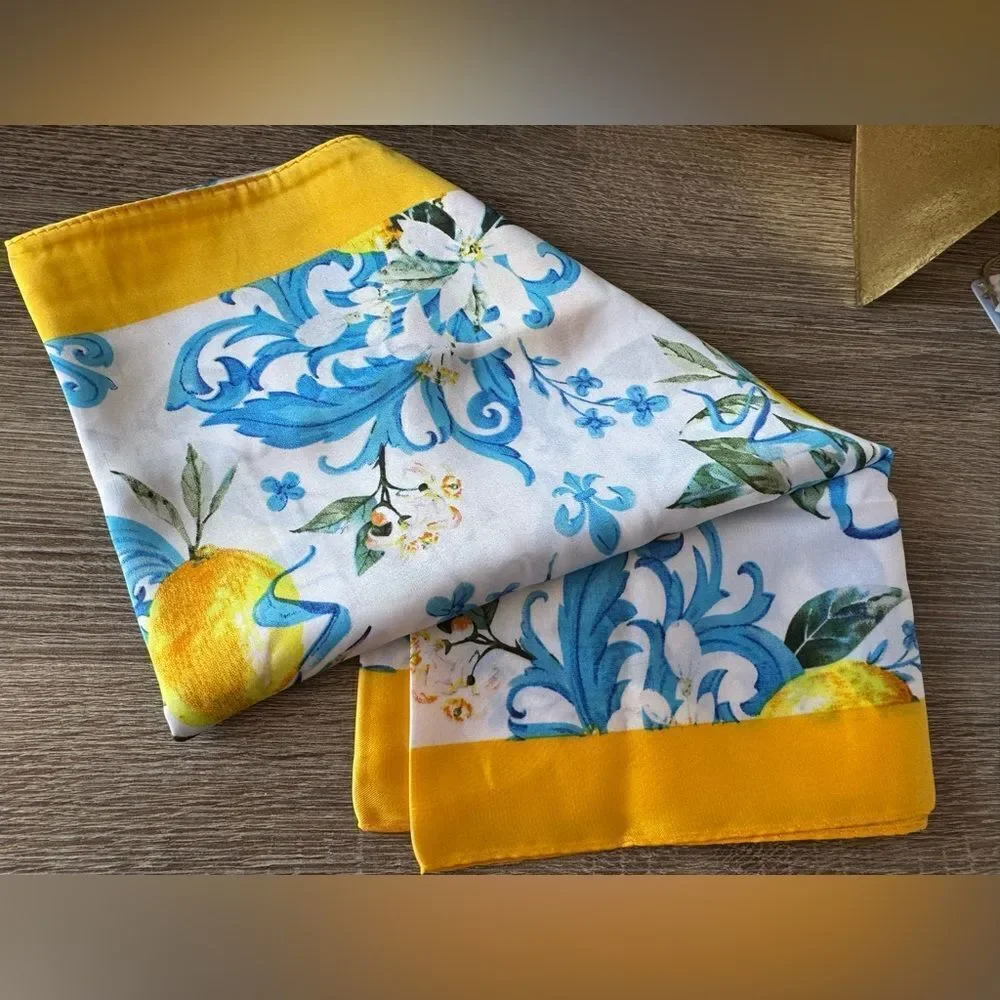 Vibrant Lemon Print Scarf N873